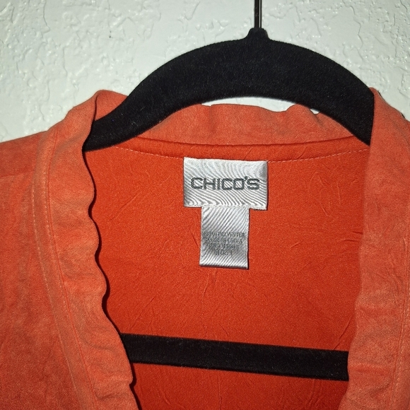 Chico's Orange Crinkle Luxe Rudy Ruffle Jacket Tangerine Dream Sz Large - Picture 5 of 10